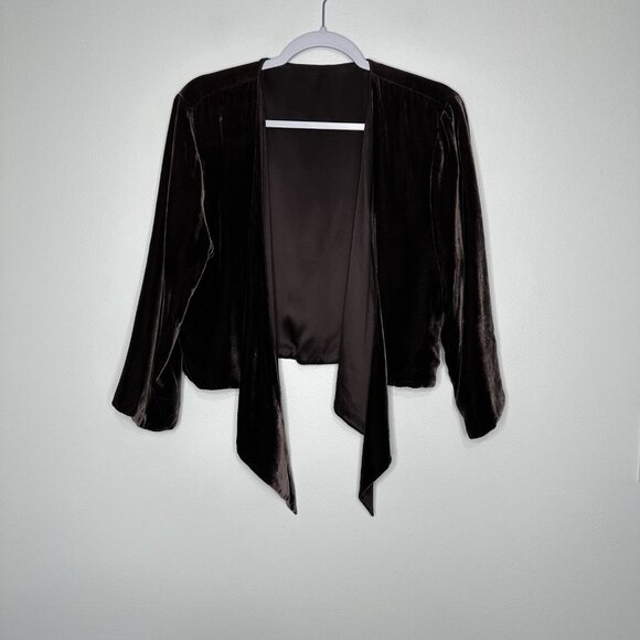 Chocolate Brown Cardigan Velvet Topper Size XL Satin Reversible - Picture 10 of 11